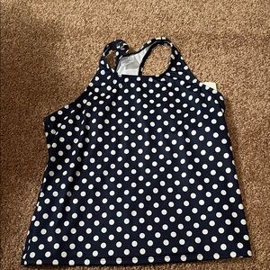 Navy Polka Dot Lands End Swim Top